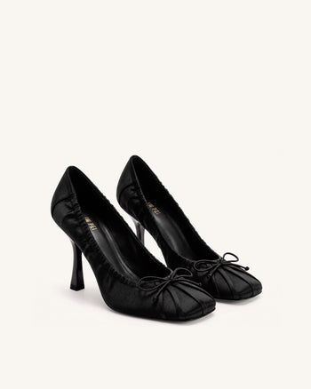 Solenne Décolleté arricciate con fiocco in raso - Nero
