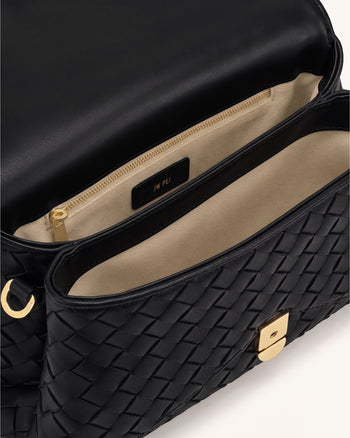Borsa a bustina intrecciata Celeste - Nero