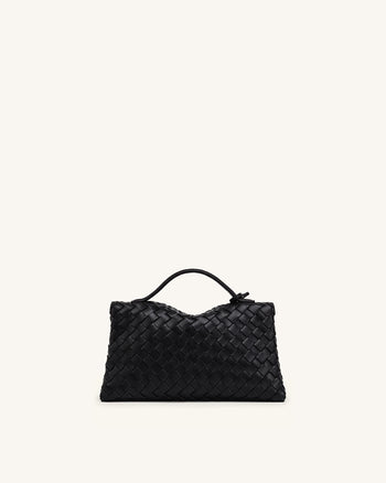 Borsa a bustina intrecciata Celeste - Nero
