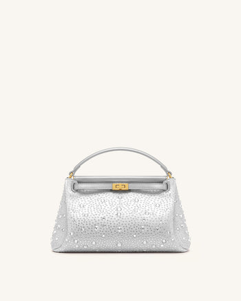 Carmen Borsa a mano con cristalli sintetici - Grigio chiaro
