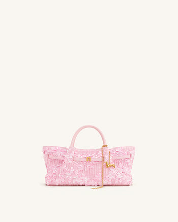 Maeve Borsa tote con ciondolo in metallo a forma di bassotto con paillettes - Rosa