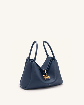 Maelle Borsa a due manici con ciondolo bassotto - Blu scuro