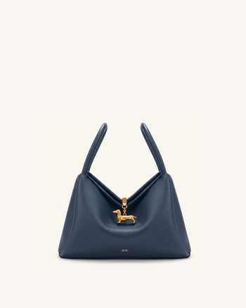Maelle Borsa a due manici con ciondolo bassotto - Blu scuro