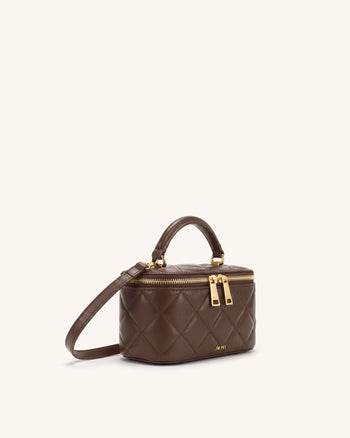 Vivienne Borsa a mano trapuntata tipo beauty case - Marrone caffè scuro
