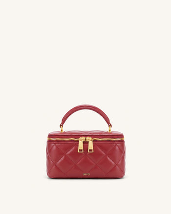 Vivienne Borsa a mano trapuntata tipo beauty case - Rosso ciliegia