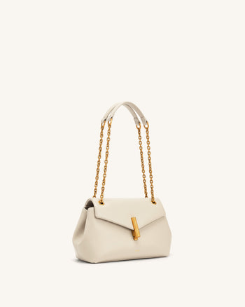 Valerie Borsa a spalla con patta e catena - Bianco crema