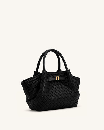 Hana Mini borsa tote intrecciata - Nero