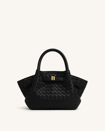 Hana Mini borsa tote intrecciata - Nero