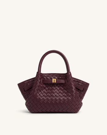 Hana Mini borsa tote intrecciata - Borgogna scuro