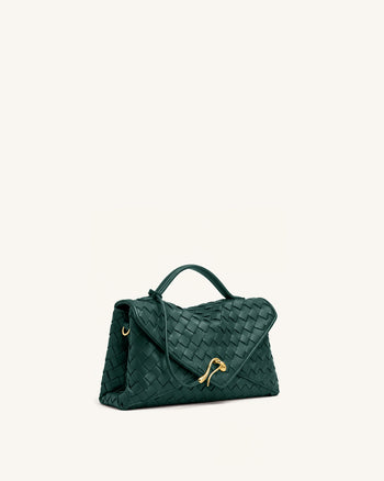 Celeste Borsa a busta intrecciata - Verde inchiostro scuro