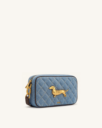 Riley Borsa a spalla trapuntata a bassotto - Denim azzurro