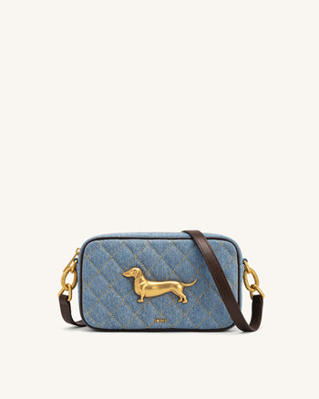 Riley Borsa a spalla trapuntata a bassotto - Denim azzurro
