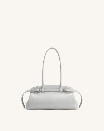 Arden Borsa a spalla orizzontale con dettaglio cintura - Grigio chiaro