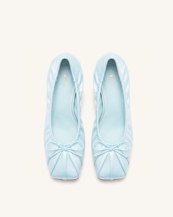 Solenne Décolleté arricciate con fiocco in raso - Blu