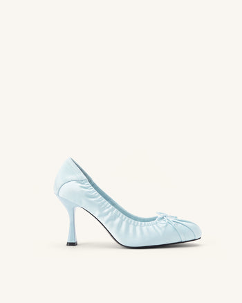 Solenne Décolleté arricciate con fiocco in raso - Blu