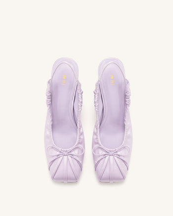 Solenne Décolleté slingback arricciate con fiocco in raso - Viola