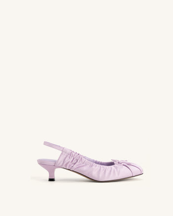 Solenne Décolleté slingback arricciate con fiocco in raso - Viola