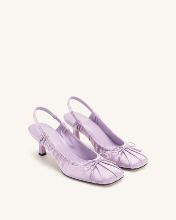 Solenne Décolleté slingback arricciate con fiocco in raso - Viola