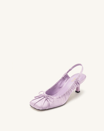 Solenne Décolleté slingback arricciate con fiocco in raso - Viola