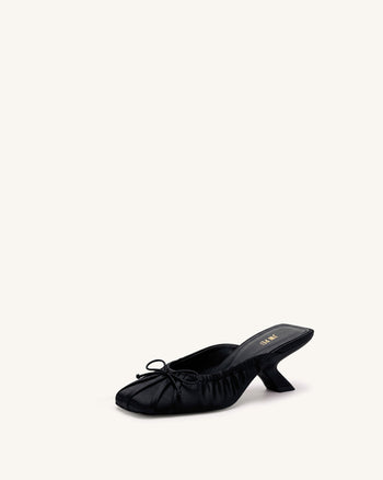 Solenne Mules arricciate in raso con fiocco - Nero