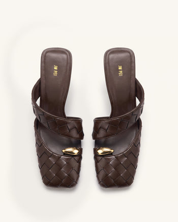 Noemi Mules chiuse in punta con inserto metallico intrecciato - Marrone scuro