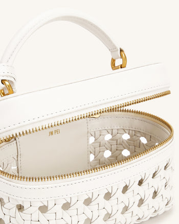 Cleo Borsa a mano intrecciata a forma di scatola - Bianco caldo