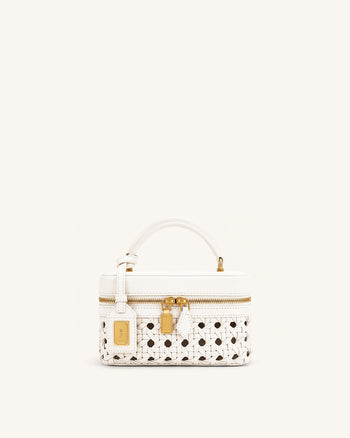 Cleo Borsa a mano intrecciata a forma di scatola - Bianco caldo