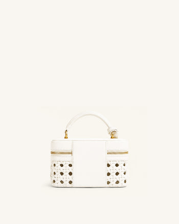 Cleo Borsa a mano intrecciata a forma di scatola - Bianco caldo