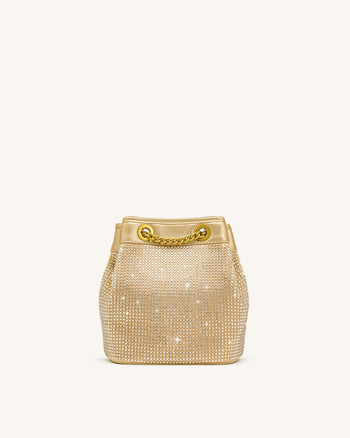 Yara Borsa a secchiello con cristalli artificiali - Champagne