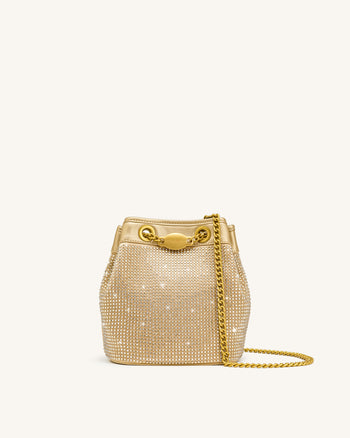 Yara Borsa a secchiello con cristalli artificiali - Champagne