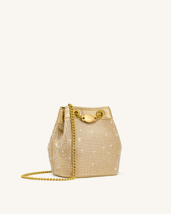 Yara Borsa a secchiello con cristalli artificiali - Champagne