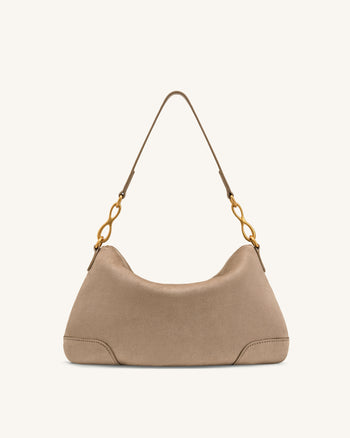 Jayla Borsa a spalla in finto camoscio decorata con pendente in metallo - Grigio