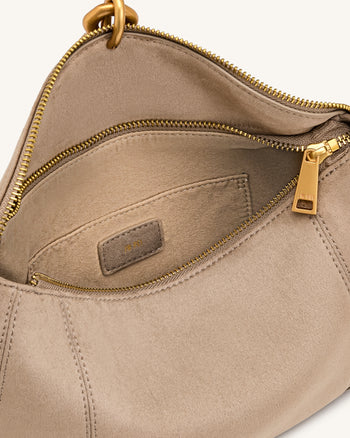 Jayla Borsa a spalla in finto camoscio decorata con pendente in metallo - Grigio