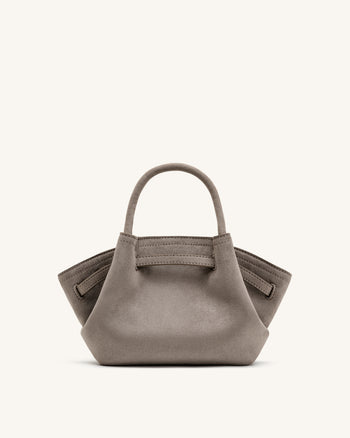 Hana Mini borsa tote in similpelle scamosciata - Grigio