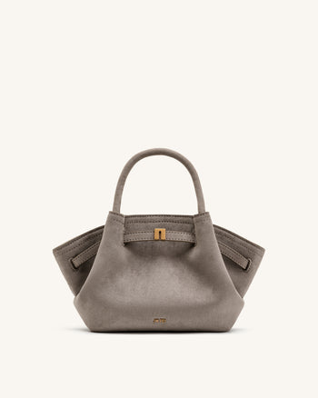 Hana Mini borsa tote in similpelle scamosciata - Grigio