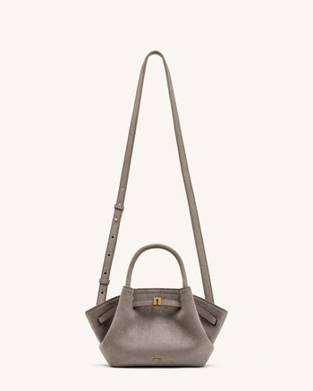 Hana Mini borsa tote in similpelle scamosciata - Grigio
