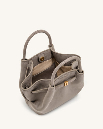 Hana Mini borsa tote in similpelle scamosciata - Grigio