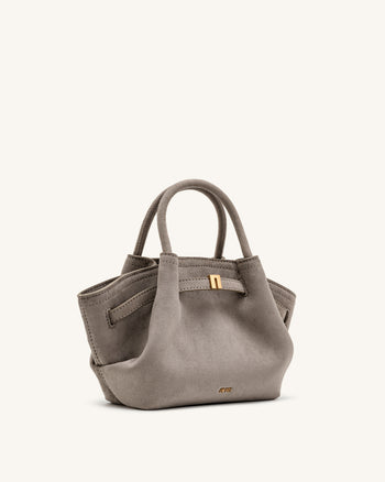 Hana Mini borsa tote in similpelle scamosciata - Grigio