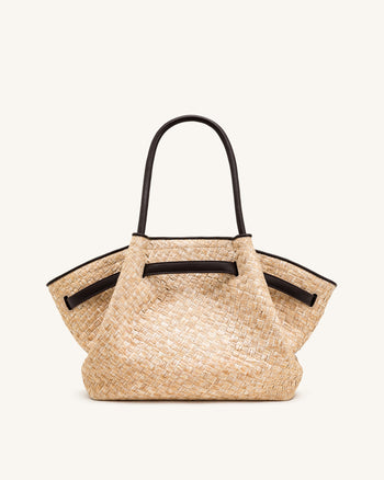 Hana Borsa tote in paglia sintetica media - Marrone