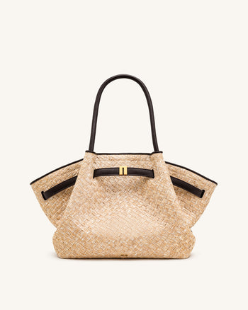 Hana Borsa tote in paglia sintetica media - Marrone