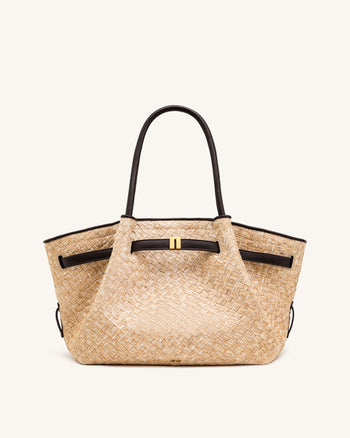 Hana Borsa tote in paglia sintetica media - Marrone
