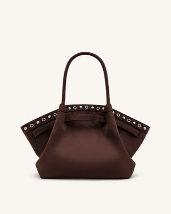 Hana Borsa tote media in finta pelle scamosciata - Marrone cioccolato fondente