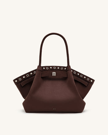 Hana Borsa tote media in finta pelle scamosciata - Marrone cioccolato fondente
