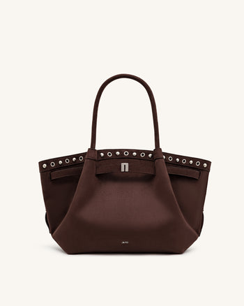 Hana Borsa tote media in finta pelle scamosciata - Marrone cioccolato fondente