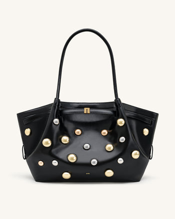 Hana Borsa tote grande con borchie - Nero scuro