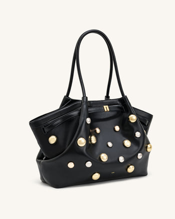 Hana Borsa tote grande con borchie - Nero scuro