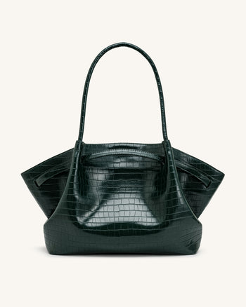 Hana Borsa tote grande effetto coccodrillo - Verde