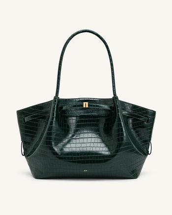 Hana Borsa tote grande effetto coccodrillo - Verde