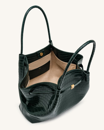 Hana Borsa tote grande effetto coccodrillo - Verde