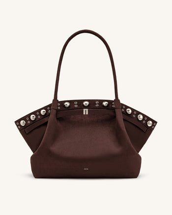 Hana Borsa tote grande in similcamoscio - Marrone intenso